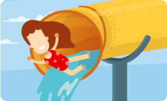 personage vallend uit glijbaan