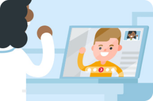 Dokter en patiënt aan het videobellen