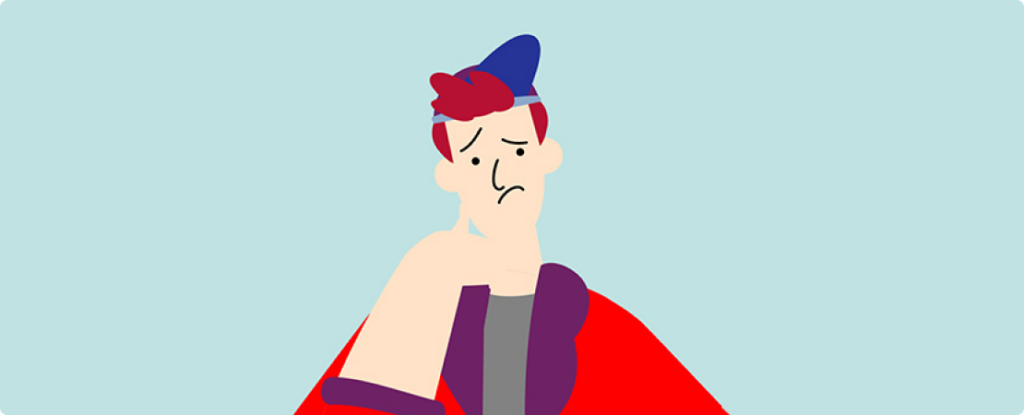 Persoon kijkt bedenkelijk en onzeker