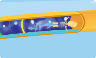 personage door glijbaan