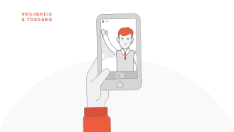 Hand met telefoon, videobellen met iemand anders